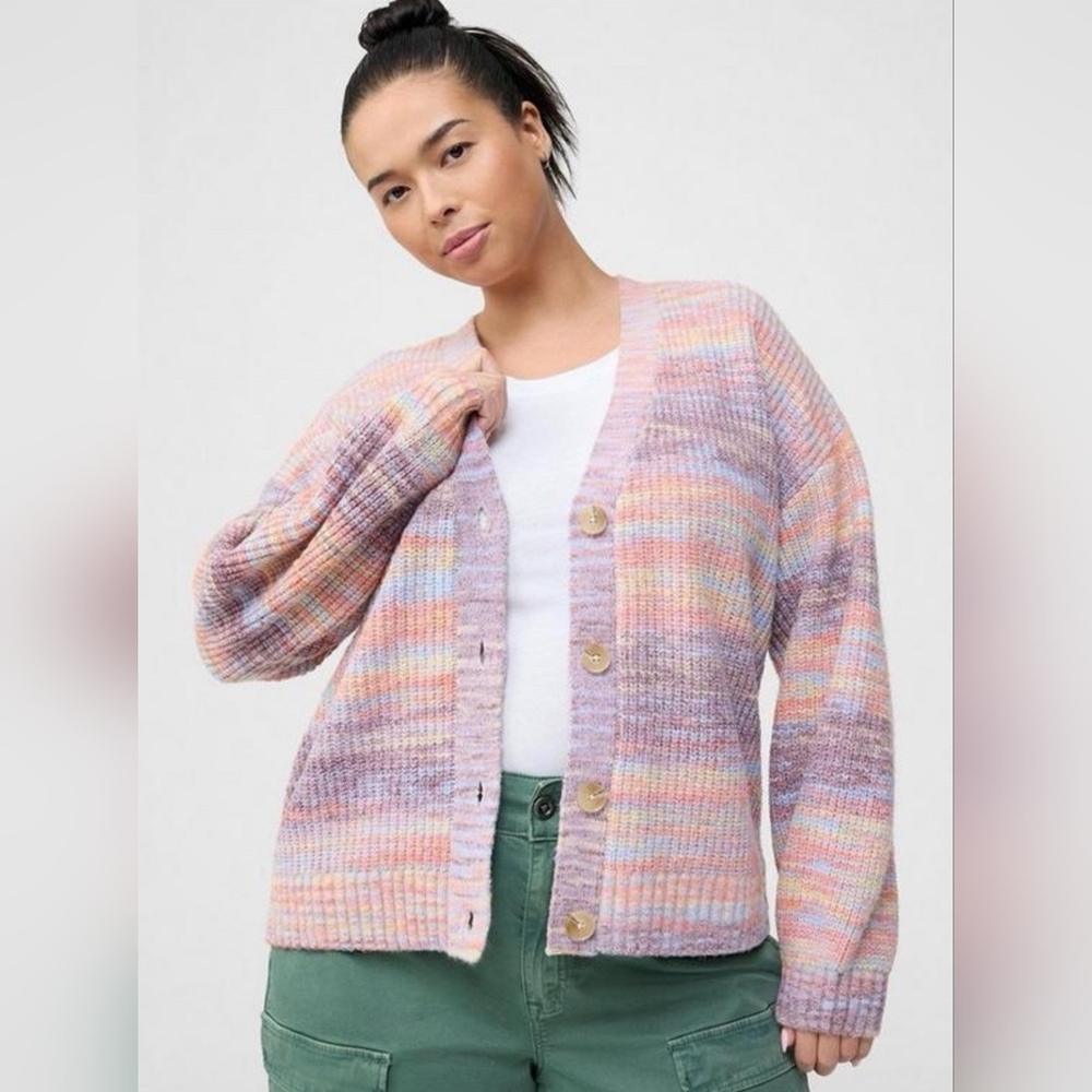Torrid Womens Size 2X Drop Shoulder Cardigan Multicolored spacedye knit Casual